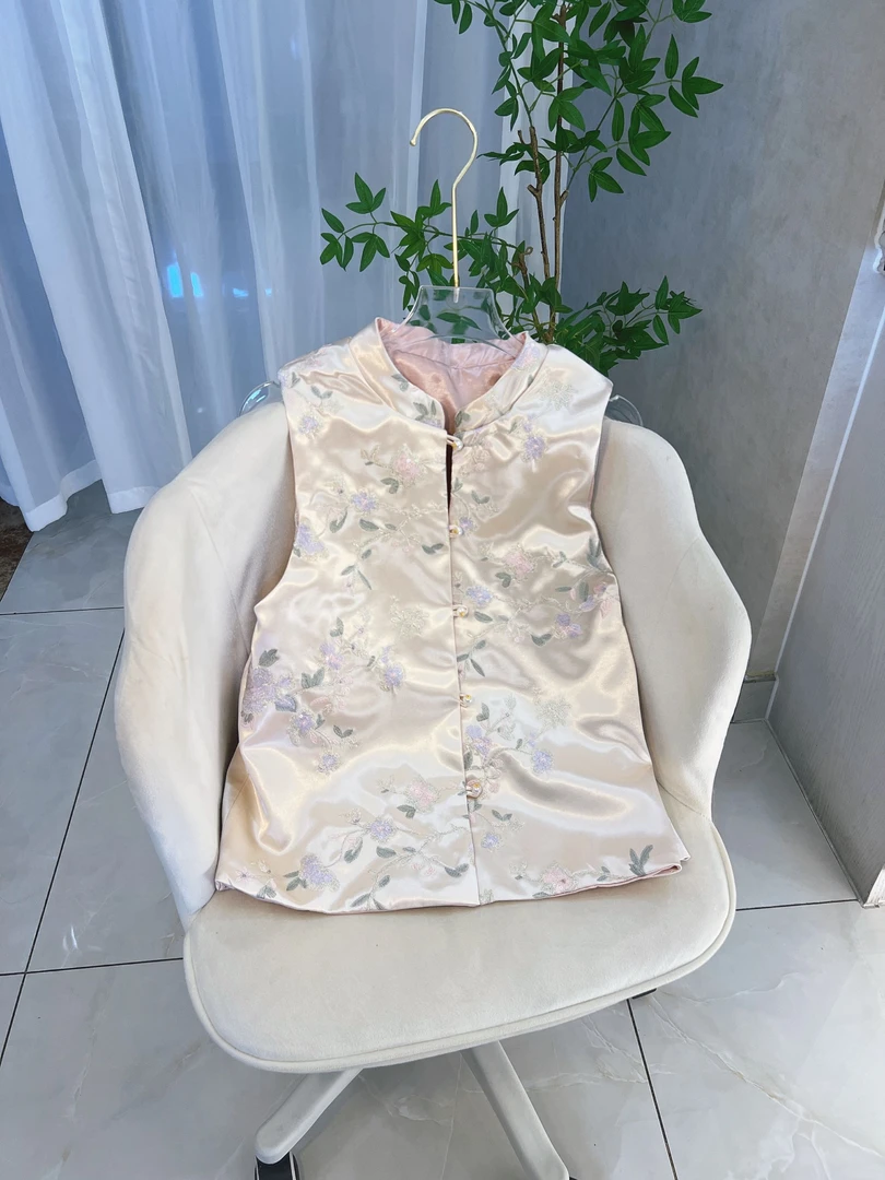 【芙蓉】新中式秋季新款气质百搭刺绣马甲双面穿