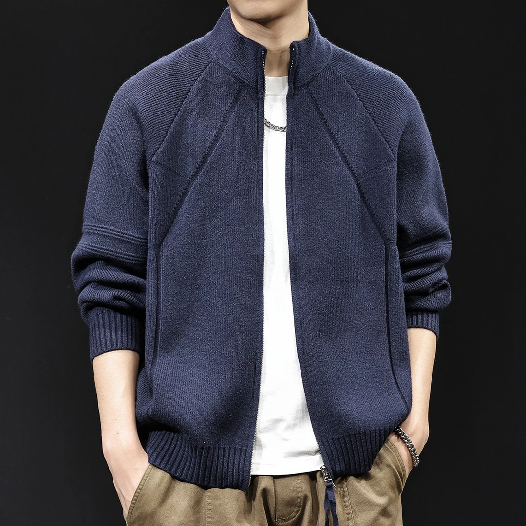 MR.MUDI/穆迪先生柔软半高领针织开衫卫衣外套男2025新款秋冬新款