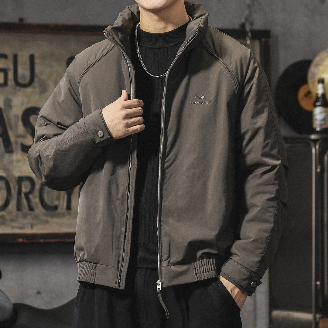 潮牌短款羽绒服男款冬季宽松百搭立领痞帅工装夹克网红男装男士