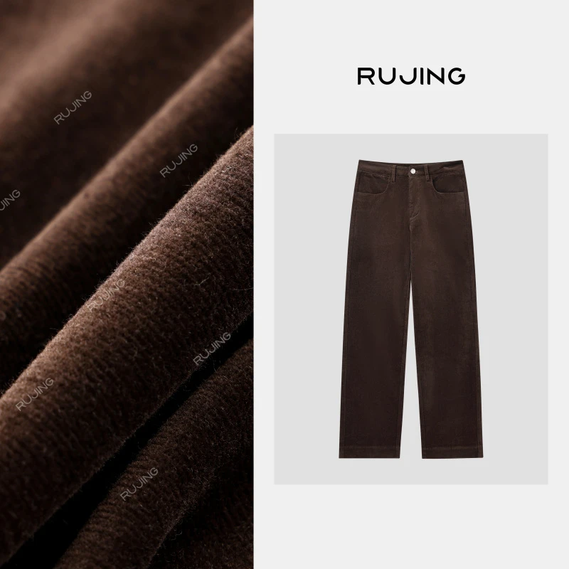 RUJING 丨黑标【直筒灯芯绒】简约灯芯绒直筒裤-2511XXZG238