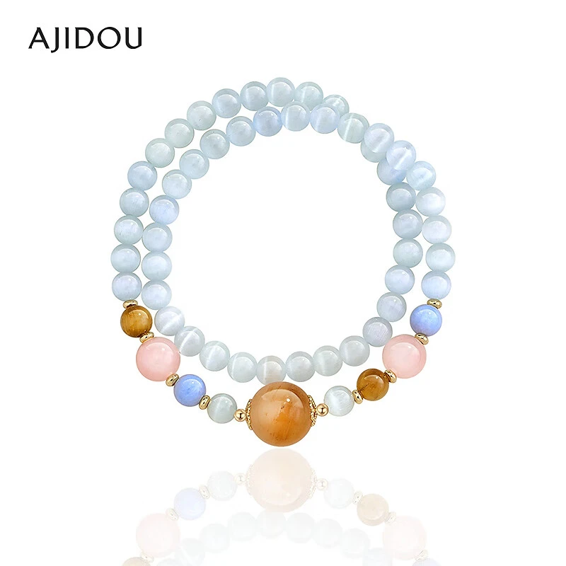 AJIDOU阿吉豆手链女款串珠手饰时尚猫眼手串