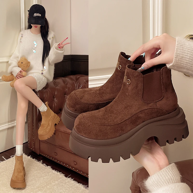 新款园头仙女风秋季透气常规款马丁靴时尚百搭单靴英伦风厚底秋冬