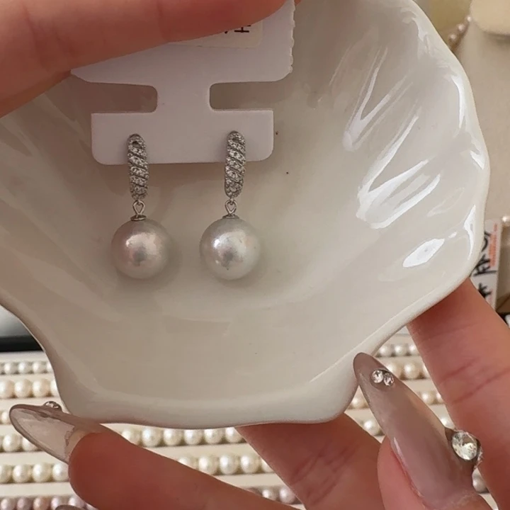 耳饰淡水珍珠银S925镶嵌33号