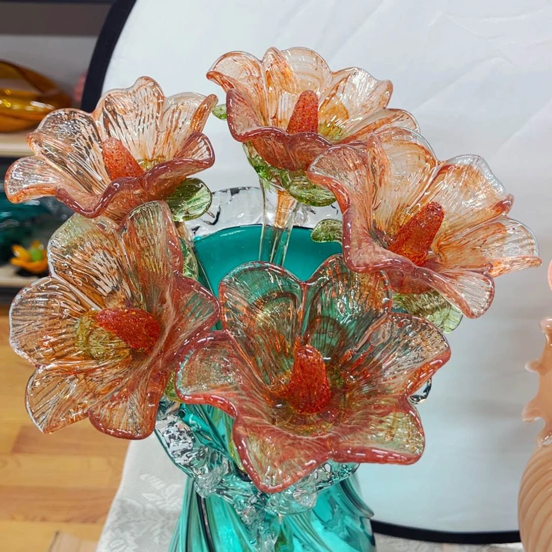 红百合5朵 家悦琉璃摆件不含瓶