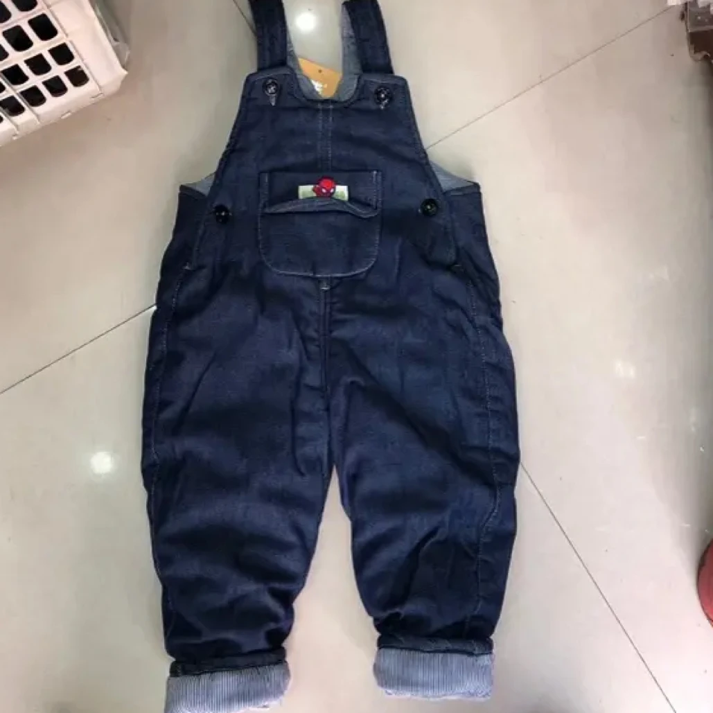 高端洋气时尚超柔弹力棉里牛仔背带棉裤