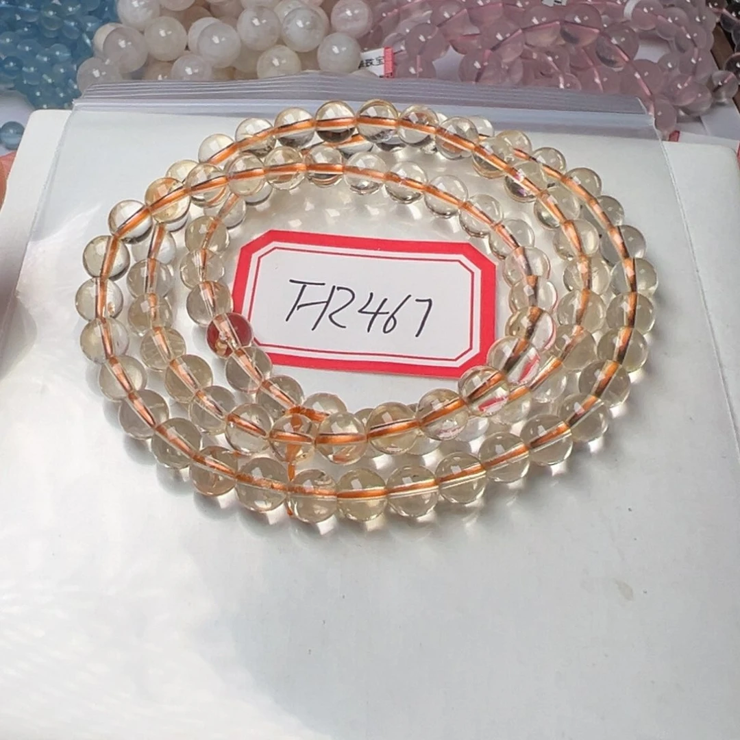 水晶手链未镶嵌香**巧黄水晶6.5mm左右