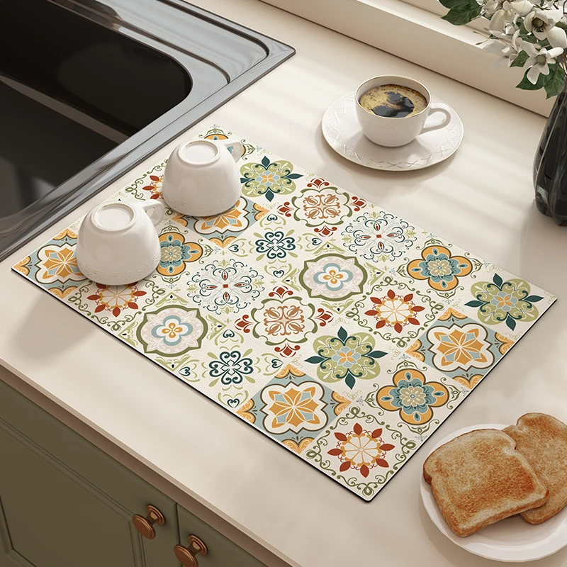 硅藻泥桌垫沥水垫厨房餐具碗盘干燥控水垫防滑免洗隔热台面吸水垫