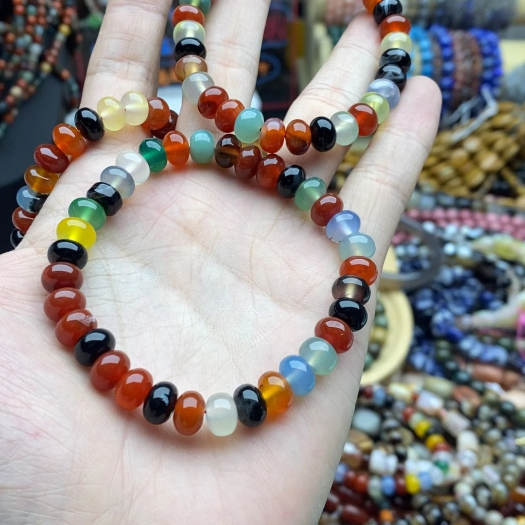 玛瑙/玉髓未镶嵌珠宝半成品一条5×8玛瑙算盘珠多宝A291