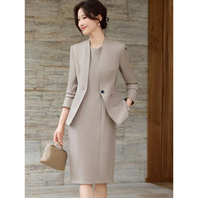 无领西装连衣裙洋气高级感女2026春秋新款高级感气质休闲西服外套