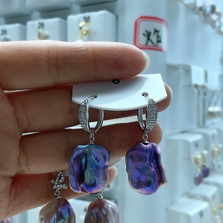 淡水珍珠耳饰银S925镶嵌