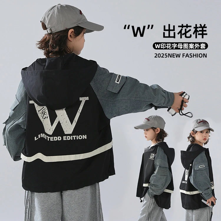 儿童春季连帽外套韩版时尚儿童春秋上衣中大童春款外套洋气3100