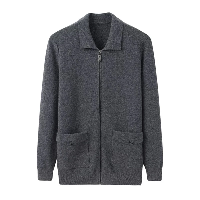 男士加厚翻领针织外套A-19630