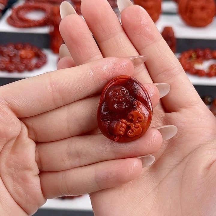 南红玛瑙未镶嵌瓦西牛血红佛公
