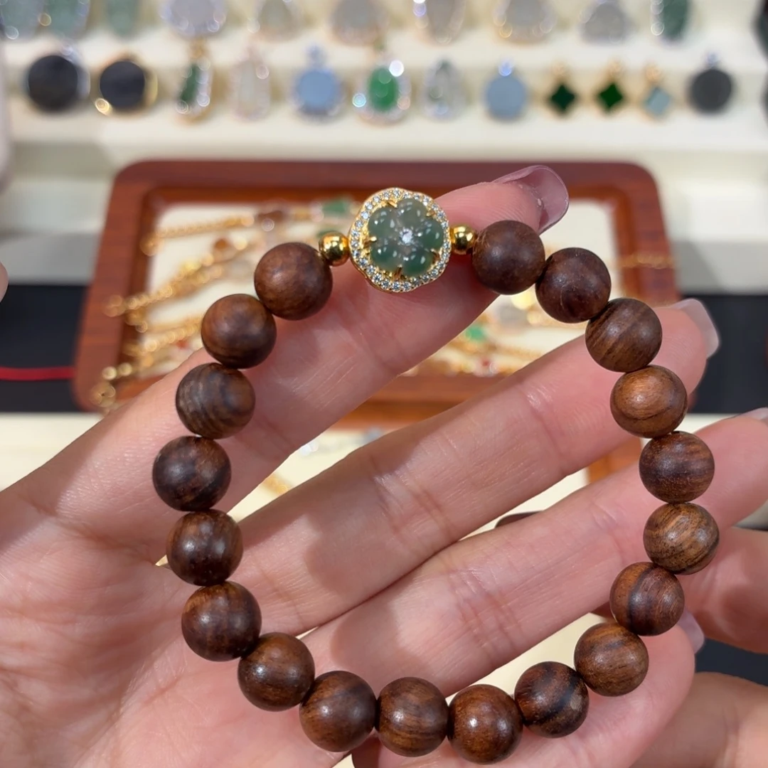 翡翠银S925镶嵌颈饰手串