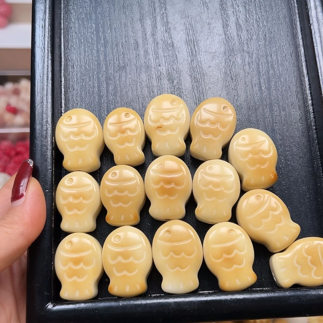 手串菩提根/象牙果微瑕炭烤鱼牌10颗有裂