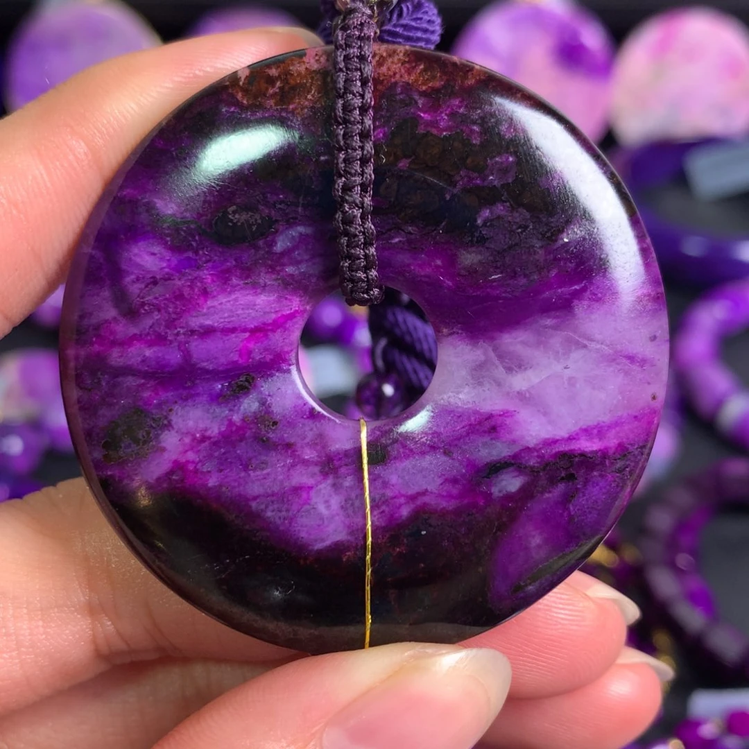 苏纪石（舒俱来）未镶嵌紫桃红平安扣