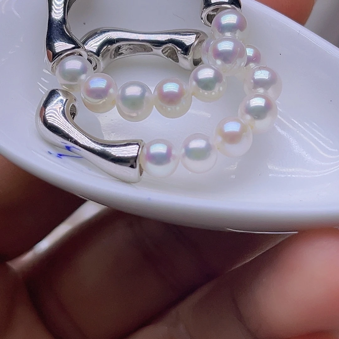 淡水珍珠银S925镶嵌吊坠或者耳钉