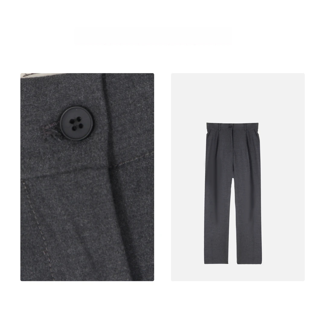 凯特丝蓓605#百搭休闲灰色垂感直筒裤西裤长裤显瘦时尚休闲裤