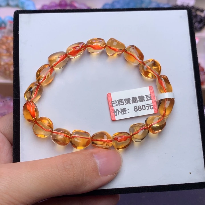 水晶未镶嵌手链巴西黄水晶糖豆