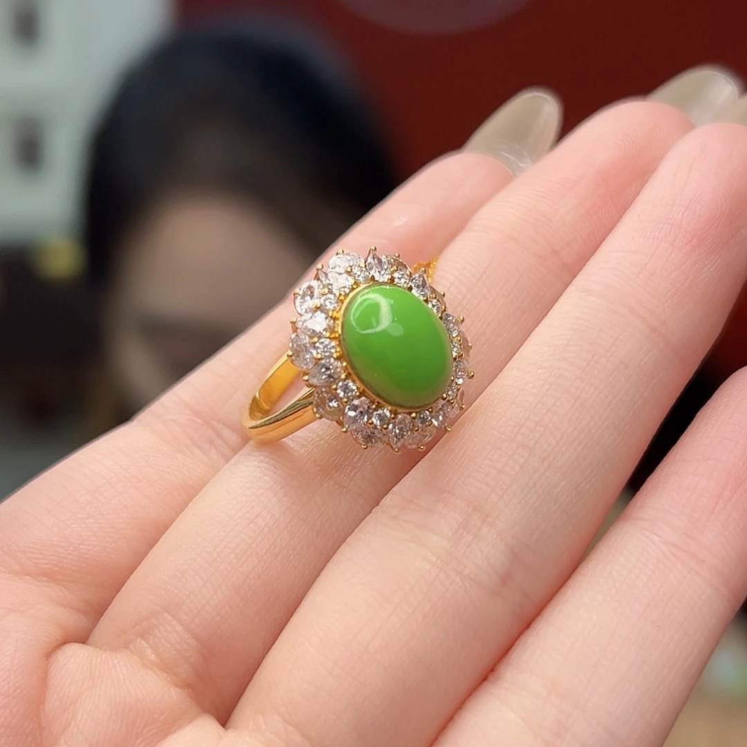小***活18K金镶嵌绿松石珠宝奇石