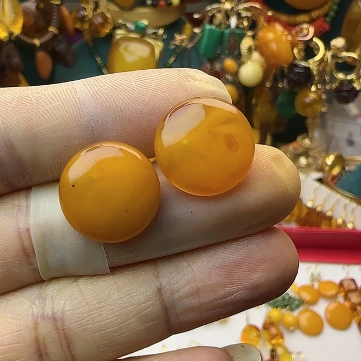 琥珀银S925镶嵌耳饰天然