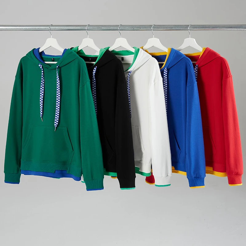 稻草人2025秋季潮牌百搭半拉链长袖拼色连帽衫男士卫衣潮流街头宽