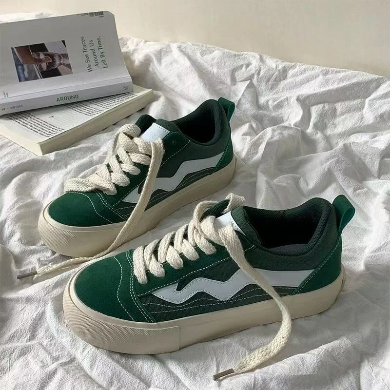 K8-11 绿色百搭时尚板鞋女2024新款潮流韩版chic学生休闲小白鞋潮