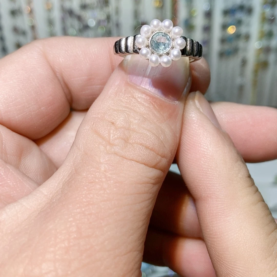 绿水晶戒指银S925镶嵌