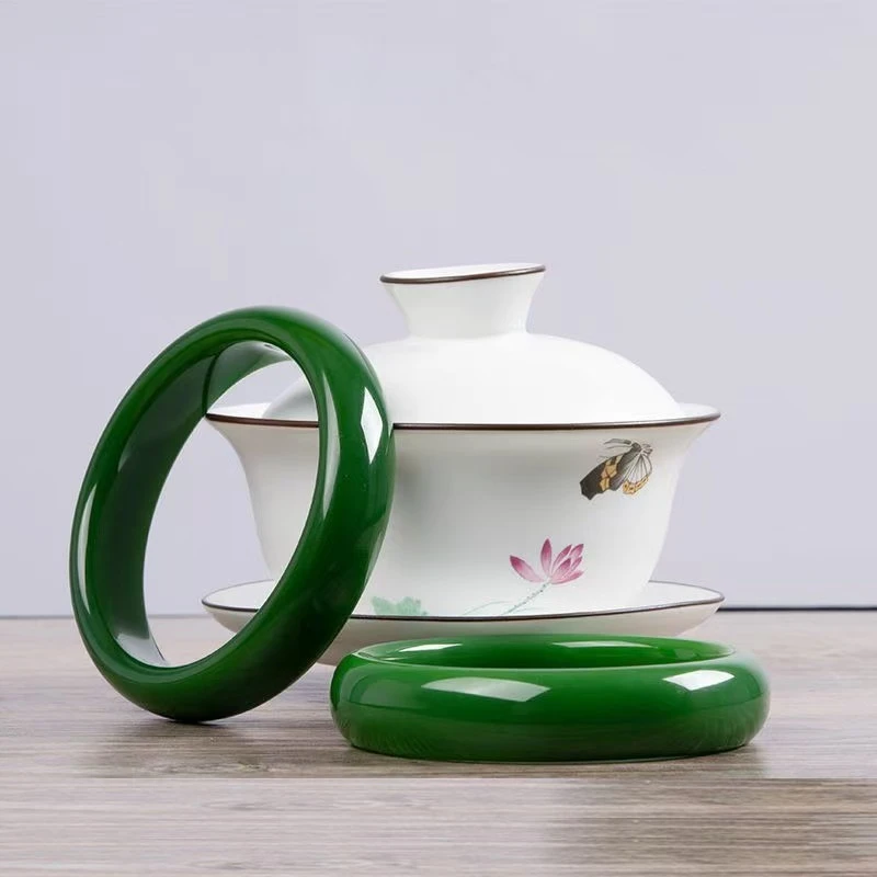 非金属玻璃手镯 菠菜绿手镯时尚首饰饰品翠绿色送妈妈气质百搭