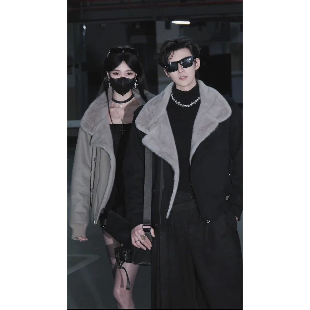 龙叨叨冬季新品美式复古工装加绒毛领保暖百搭立领夹克外套