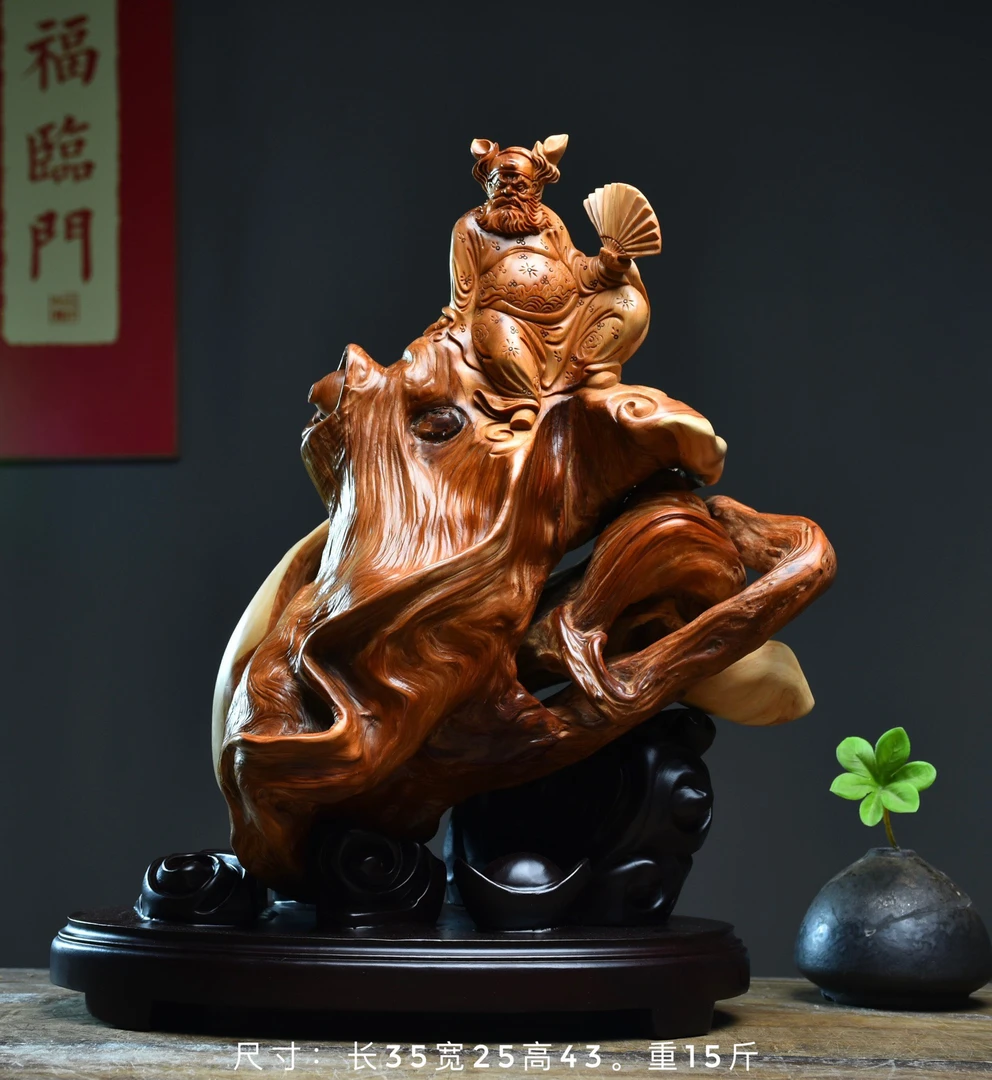 太行崖柏根雕手把工艺品钟馗雕刻摆件随行摆件工艺品