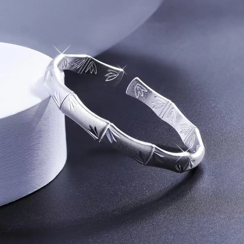 足银手镯 时尚手镯磨砂竹节（无礼盒）YZ034