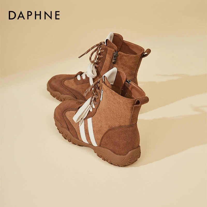 达芙妮百搭高帮时尚休闲鞋女2025年秋季新款舒适厚底增高鞋马丁靴