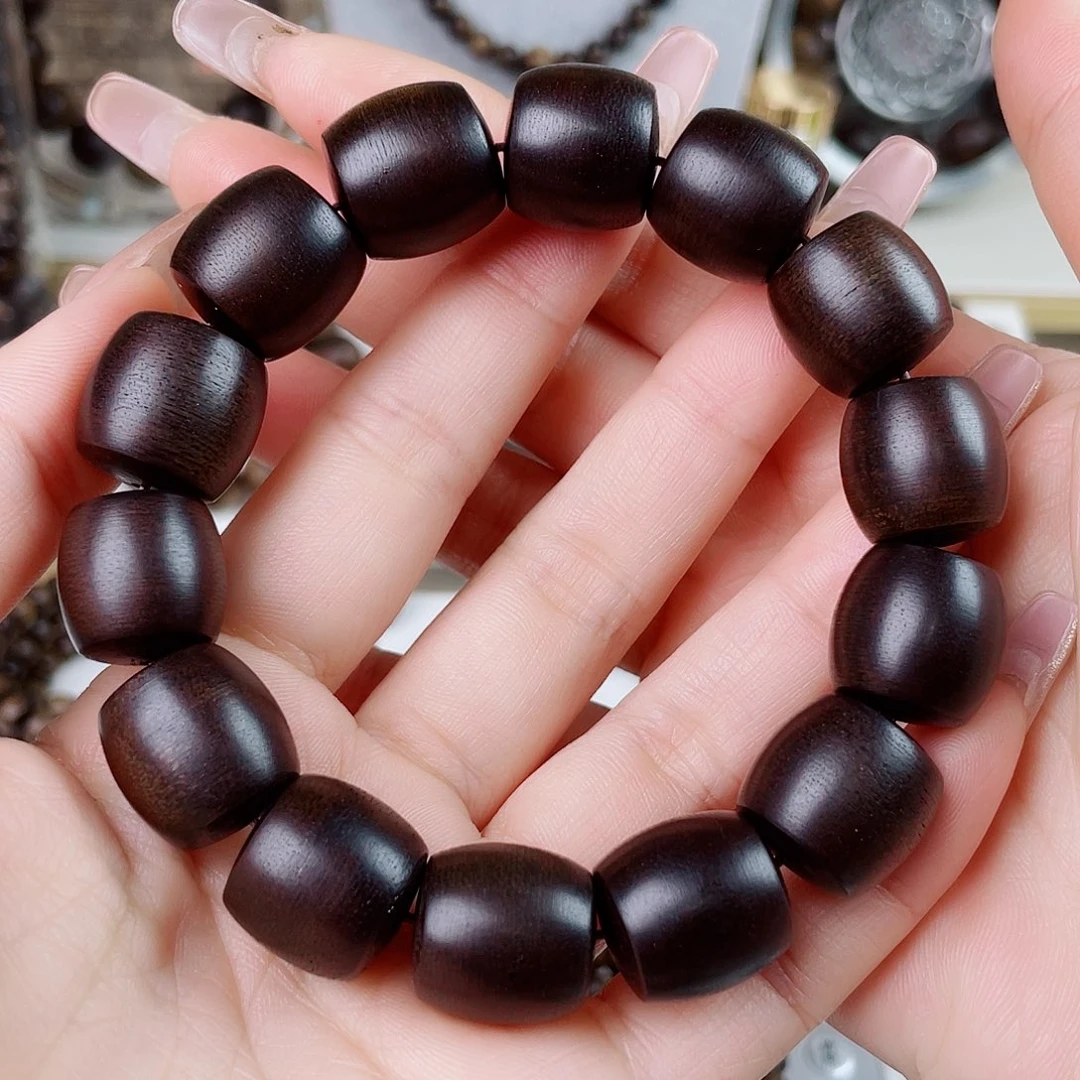 手串沉香独****应越南芽庄老白棋碳化老料1.6桶珠