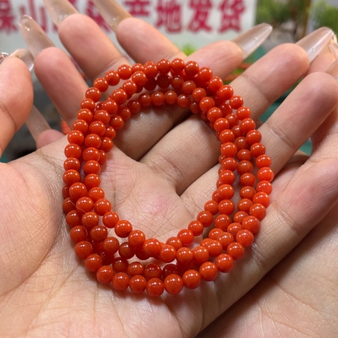 南红玛瑙原矿南红冷水河柿子红卡4➕多圈未镶嵌