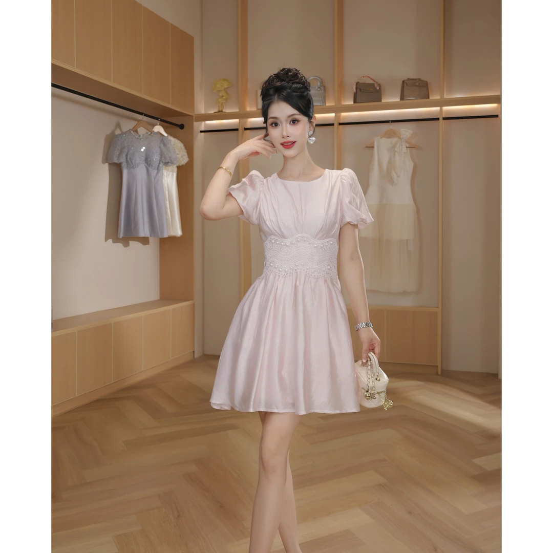 【设计师定制】法式气质名媛显瘦优雅时尚连衣裙 45249