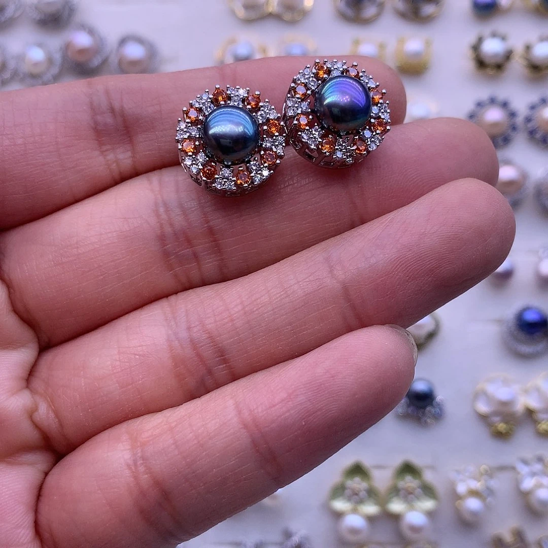 淡水珍珠耳饰合金