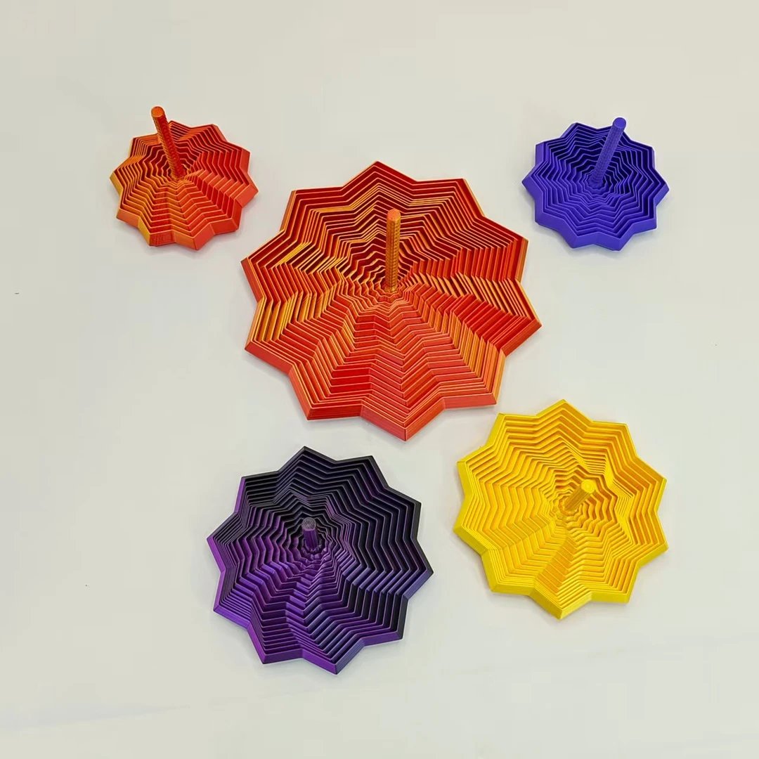 3D打印魔幻螺旋八边形螺塔指尖转动解锁几何美感解压又益智的玩具