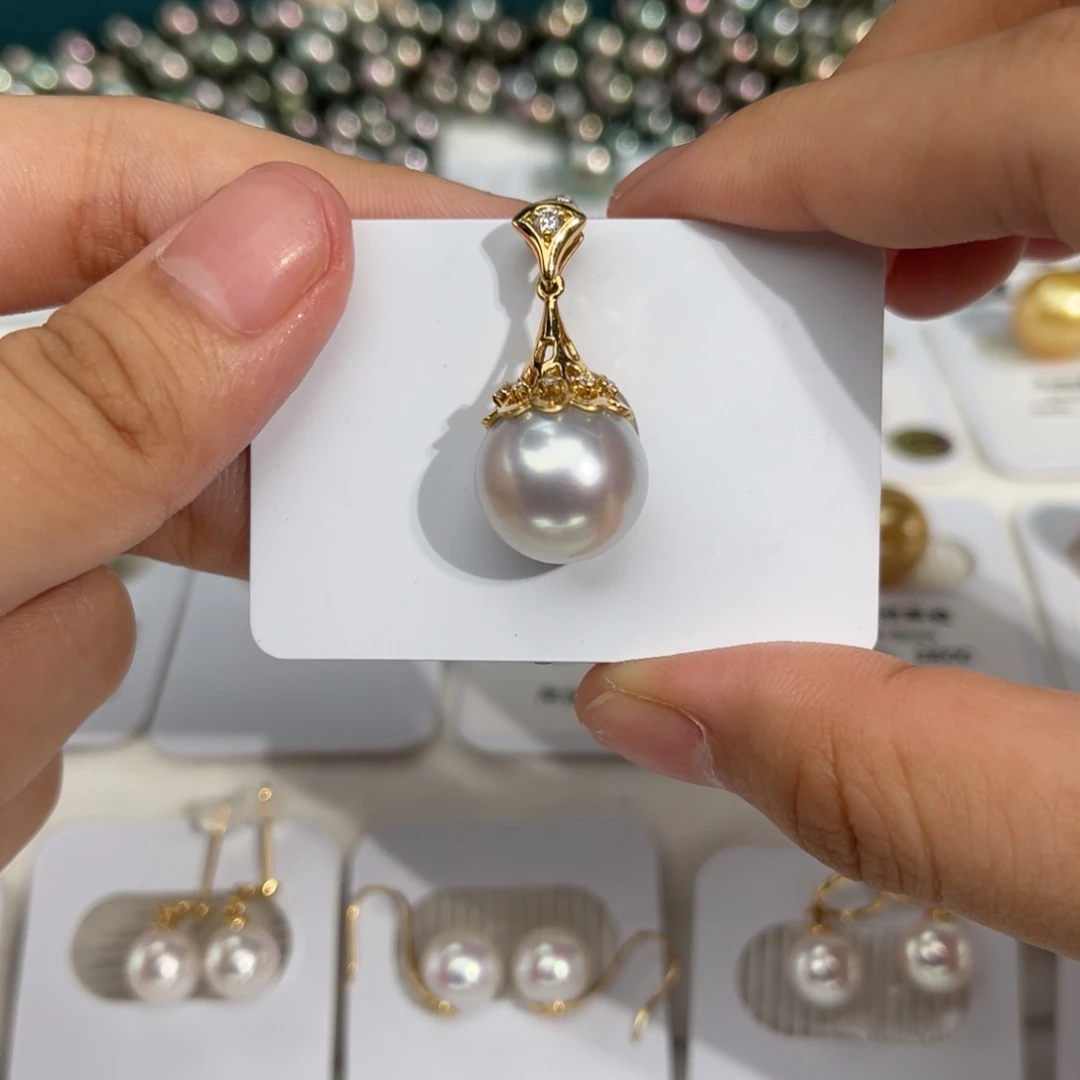 澳白海水珍珠18K金镶嵌12-12.5mm