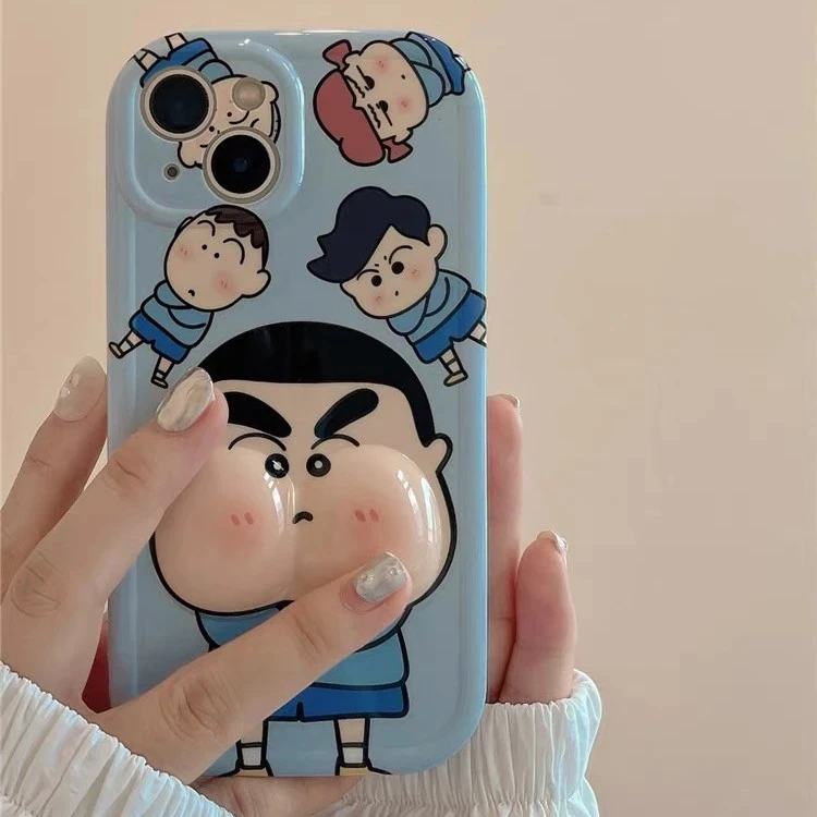 GGBond生气鼓脸小新适用苹果16/15pro捏捏手机壳iPhone14/13软11