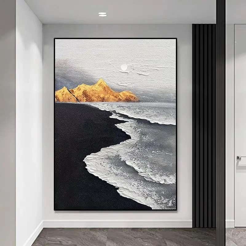 【山盟海誓】客厅玄关背景墙砂岩画