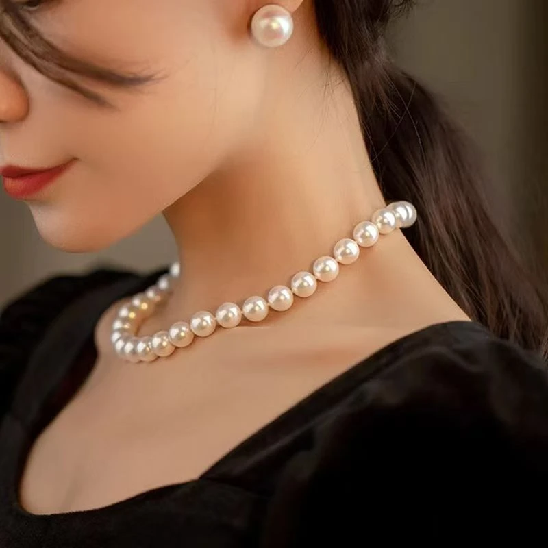 钛钢仿珍珠项链 天然贝珠项链时尚百搭项链女款2025年新款爆款