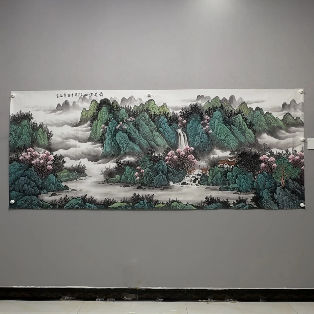 国画横幅八尺精品桃花源贾敏