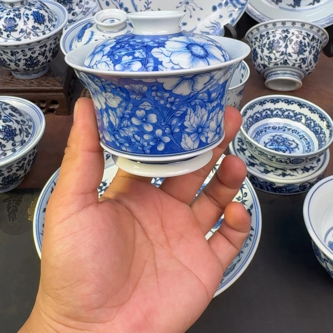 摆件向阳花马蹄盖碗