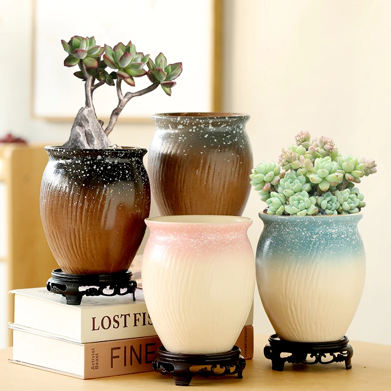 多肉花盆陶瓷粗陶透气大号口径老桩陶罐创意多肉植物复古清仓捡漏