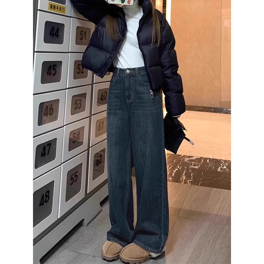 直筒牛仔裤女2025年春冬款窄版阔腿裤小个子梨形身材显瘦百搭裤子