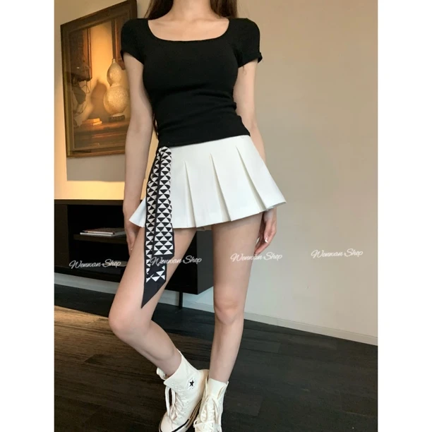 【盛夏甜梦】爱上夏日～百褶裙辣妹高腰百搭短裙A字半身裙