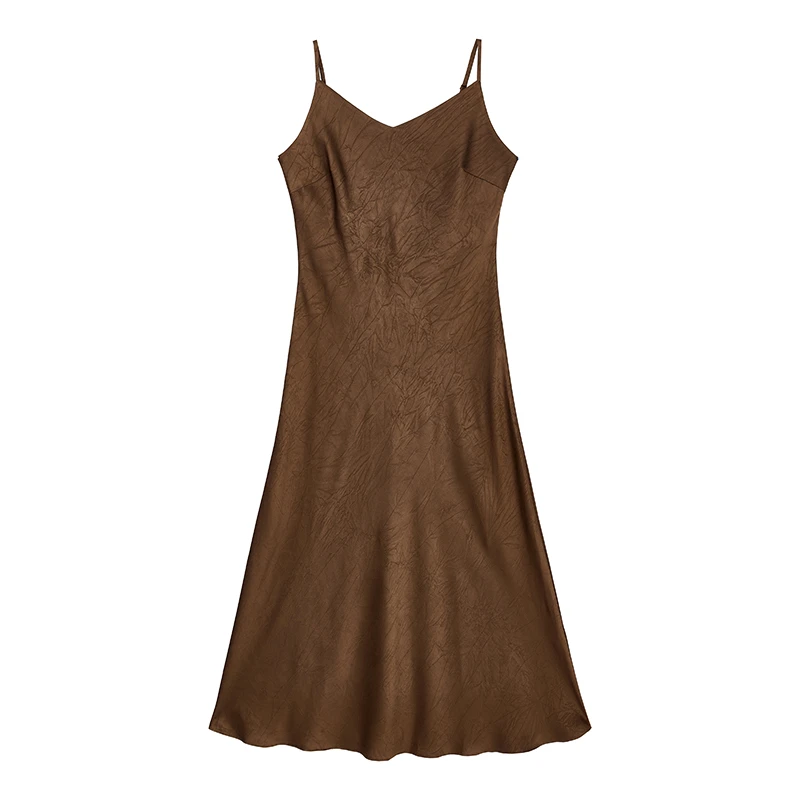 【达人专属】气质压花吊带裙N3665