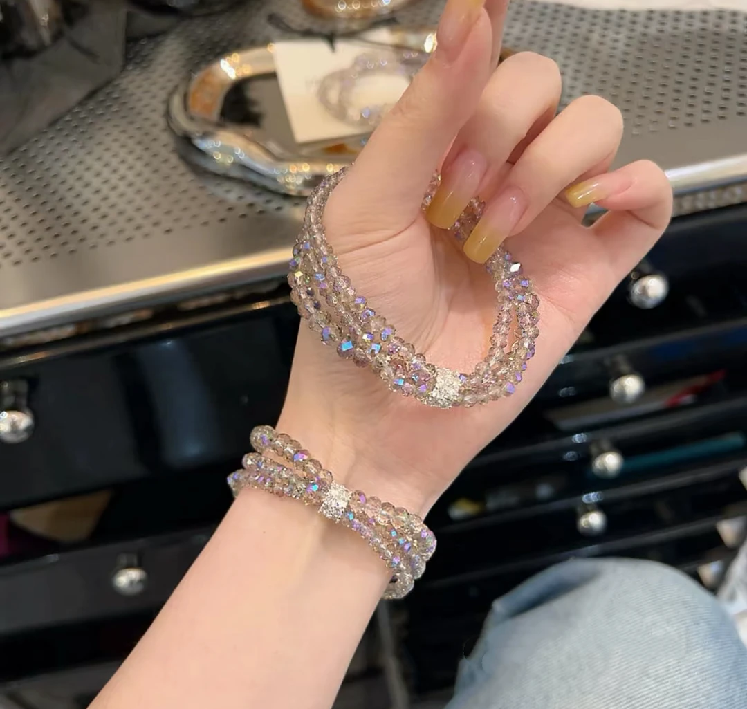 合金树脂手链 韩国多层冰透合金手链