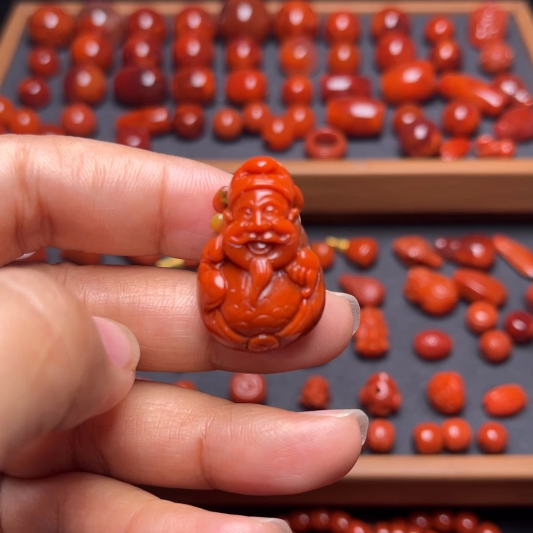 南红玛瑙配饰未镶嵌财神挂件